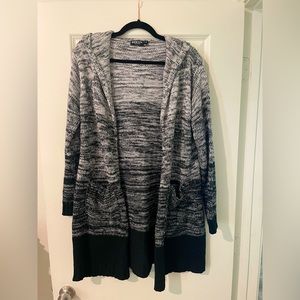 Plus size cardigan sweater with hood